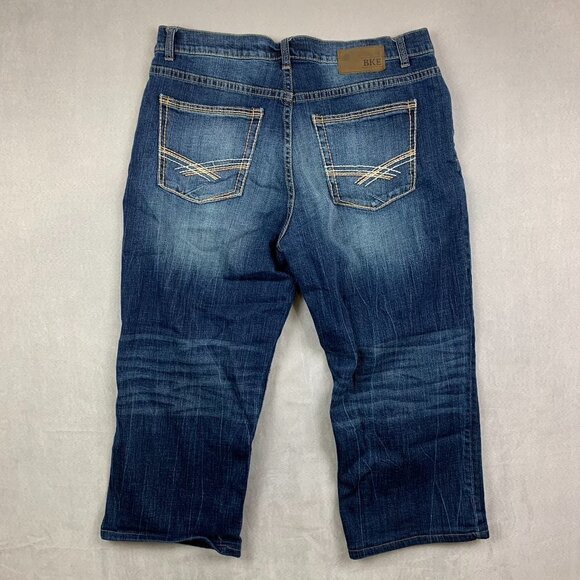 BKE Denim Buckle Mens Pants 36x25 Blue Jeans Seth Straight Leg Baggy Relaxed Fit - Picture 11 of 14